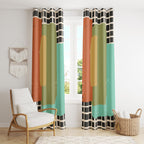 Retro Geometric Abstract Curtains, Retro Modern Art Print Drapes, Mid Century Window Curtains, 70s Retro Boho Curtains, MCM Grommet Curtain