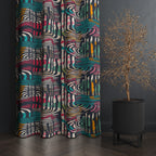 Mid-Century Window Curtains, Retro Abstract Curtains, 70s Retro Blackout Curtain Panel, Mid Century Modern Grommet Drapes