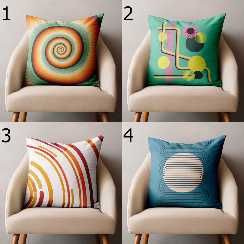 Retro Geometric Pillow Cover, 70s Inspired Pillow Covers, Mid Century Modern Pillowcase, Retro Cushion Cover, Retro Chic Pillow Decor