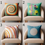 Retro Geometric Pillow Cover, 70s Inspired Pillow Covers, Mid Century Modern Pillowcase, Retro Cushion Cover, Retro Chic Pillow Decor