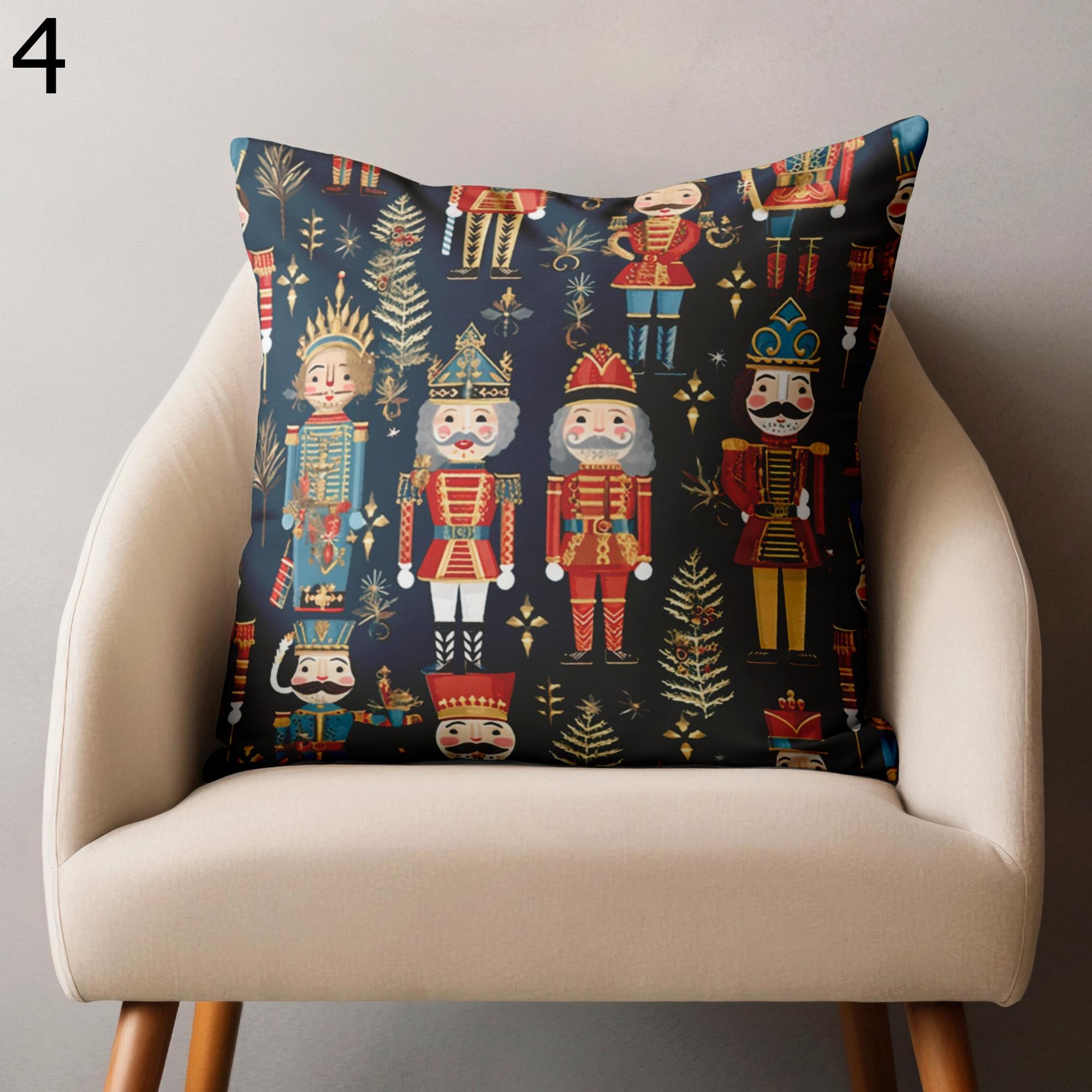 Christmas Nutcracker Soldier Cushion Covers, Noel Nutcracker Cushion Covers, Xmas Nutcracker Soldier Pillow Cover, Noel Cute Pillow Cover