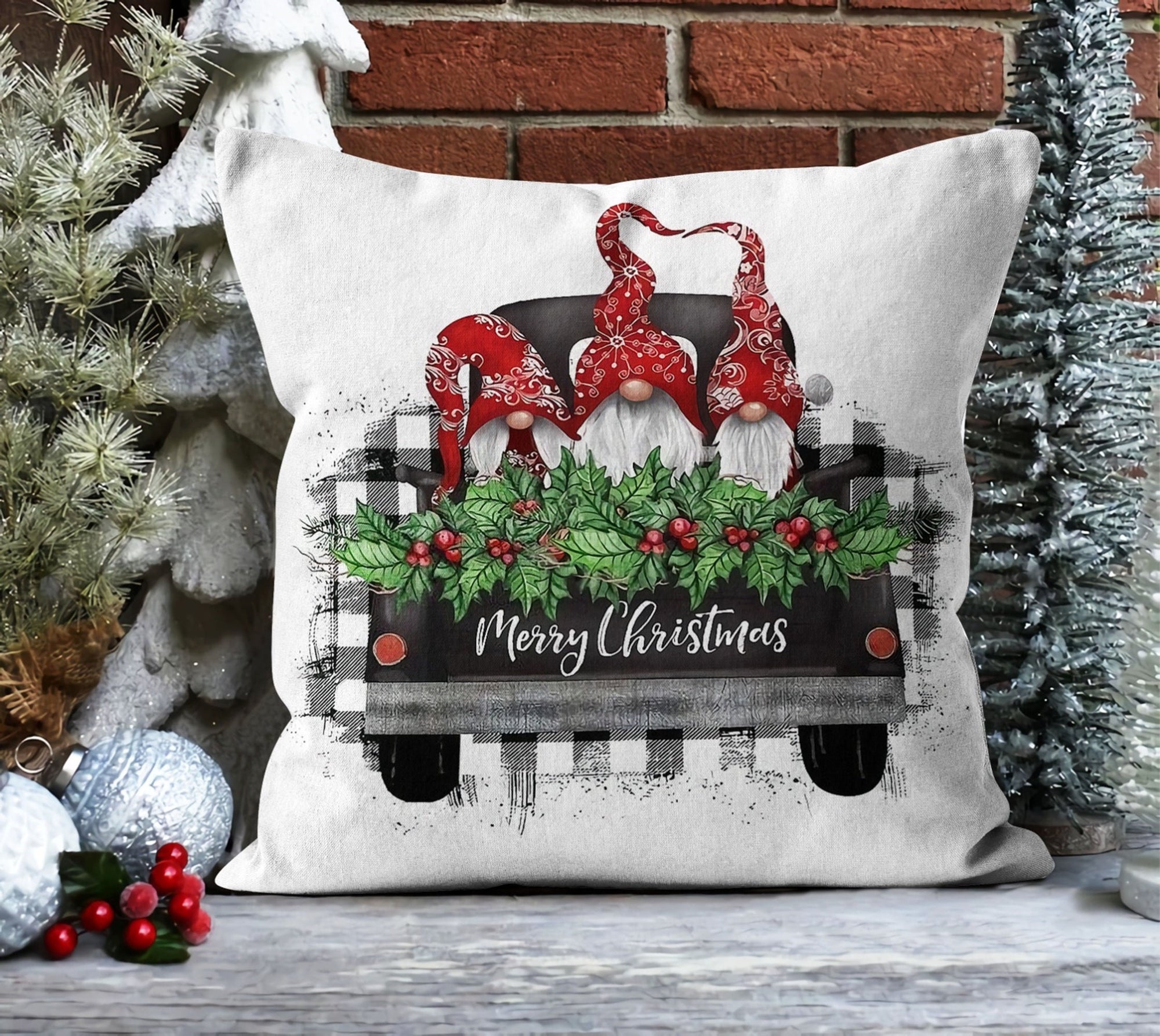Christmas Gnome Pillow Cover, Christmas Pillowcase, Merry Christmas Pillow Cover, Xmas Holiday Decor, Christmas Home Decor