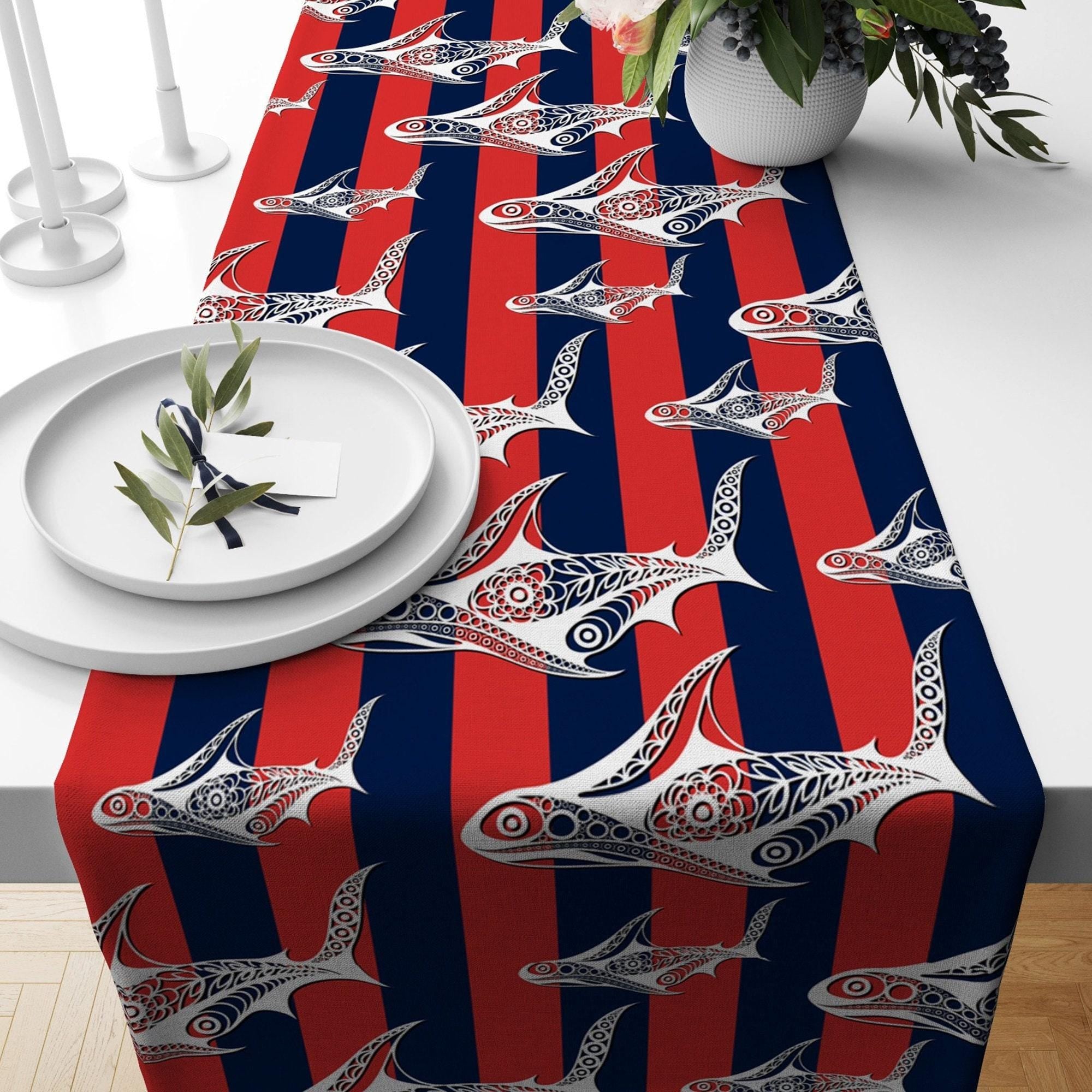 Nautical Table Runner, Beach House Runner, Marine Table Runner, Coastal Table Runner, Beach Table Runner, Blue Beach Table Runner Decor