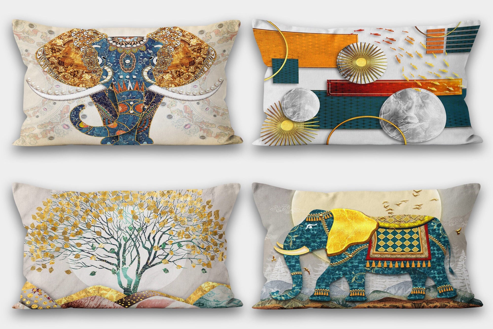 Decorative Pillow Cover,  Elephant Throw Pillow Case, Decorative Pillowcase,  Elephant Cushion, Fishes Pillow, Home Decor