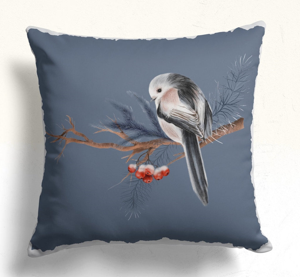 Winter Cute Birds Pillow Covers, Xmas Animals Throw Pillow Cover, Winter Holly Pillowcase, Christmas Pillow Case, Winter Animals Pillow