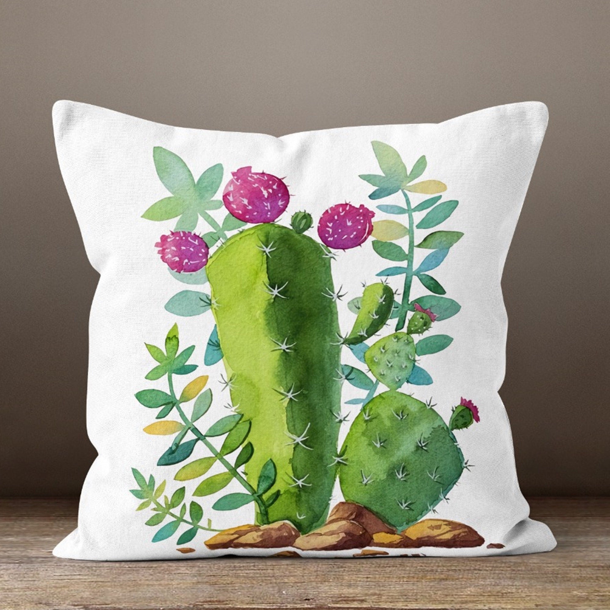 Succulent Flower Pillow Cover, Succulent Pillow, Cactus Pillow Covers, Floral Pillow Cover, Plant Pillow, Succulent Cushioncal
