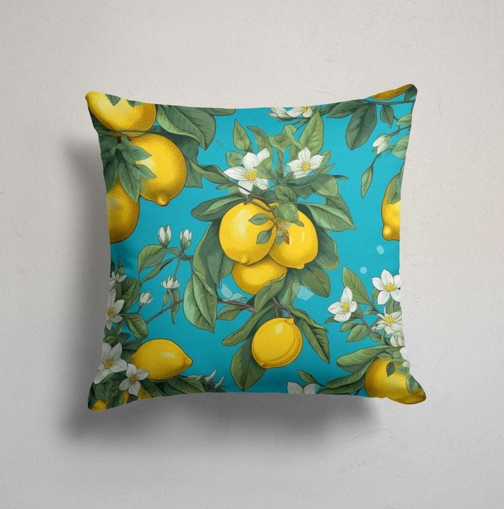 Lemon Pillow Cover, Farmhouse Lemon Pillowcases, Yellow Lemon Kitchen Pillow Cover, Yellow Lemon Floral Cushion Cover, Lemon Cushion Covers