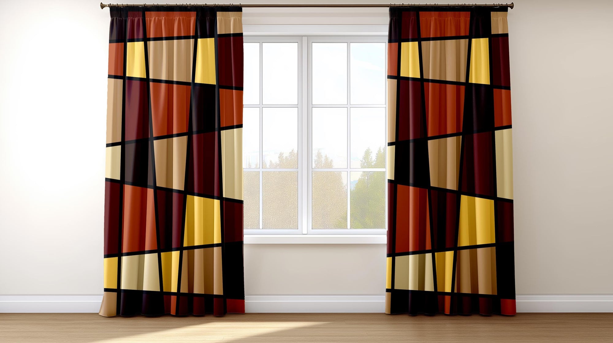 Mid Century Modern Curtains, 70's 80's 90's Geometric Curtain, Retro Vintage Drapes, Retro Window Curtain Panels, Retro Living Room Curtains