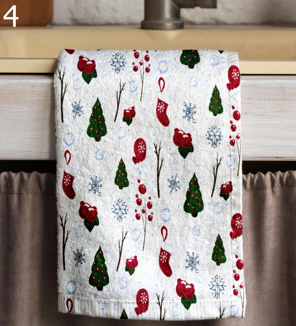 Mery Christmas Hand Towels, Xmas Deer Towels, Winter Holiday Dish Towels, Christmas Kitchen Decor Dish Towel, Noel Deer Kitchen Towels