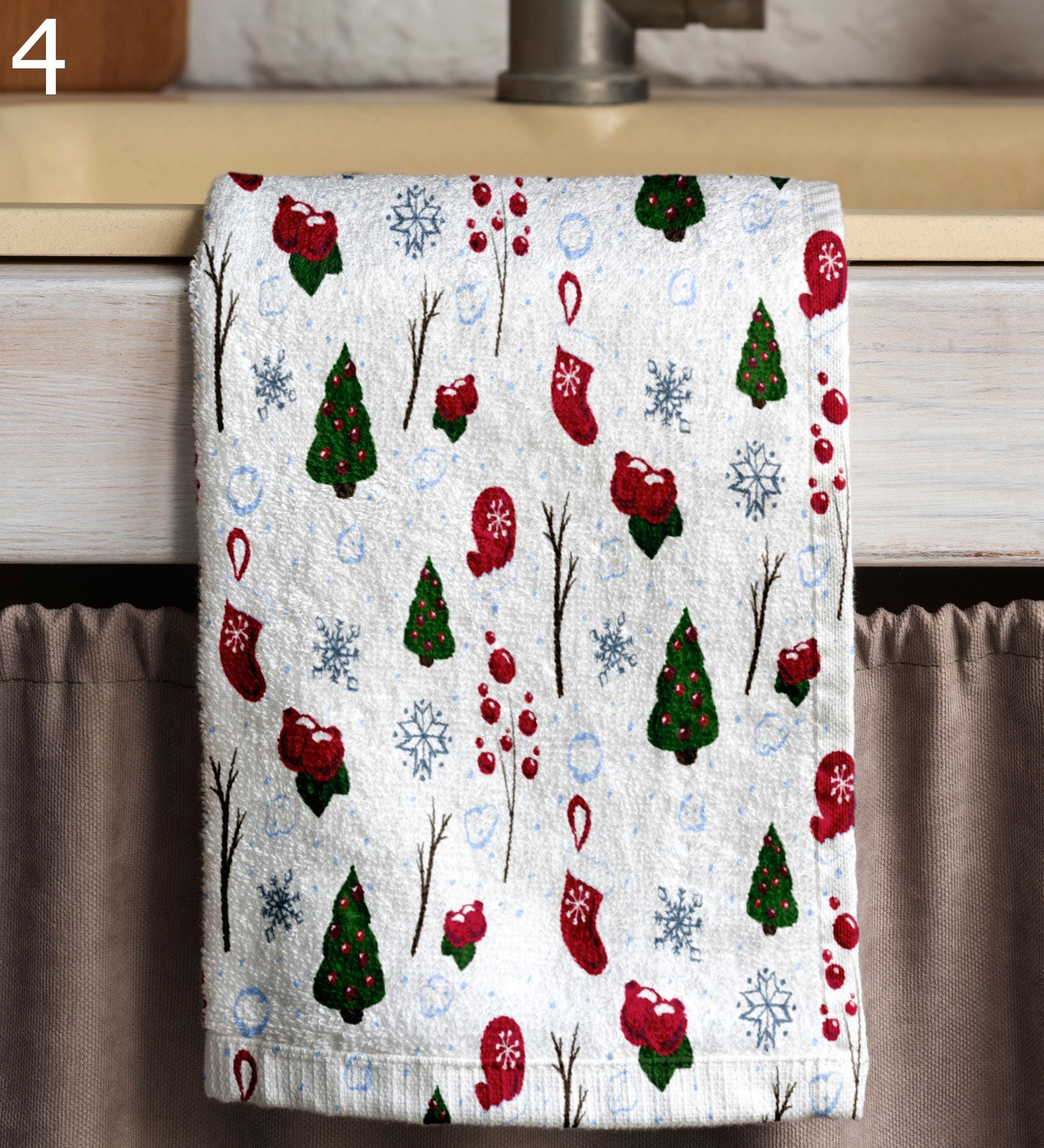 Mery Christmas Hand Towels, Xmas Deer Towels, Winter Holiday Dish Towels, Christmas Kitchen Decor Dish Towel, Noel Deer Kitchen Towels