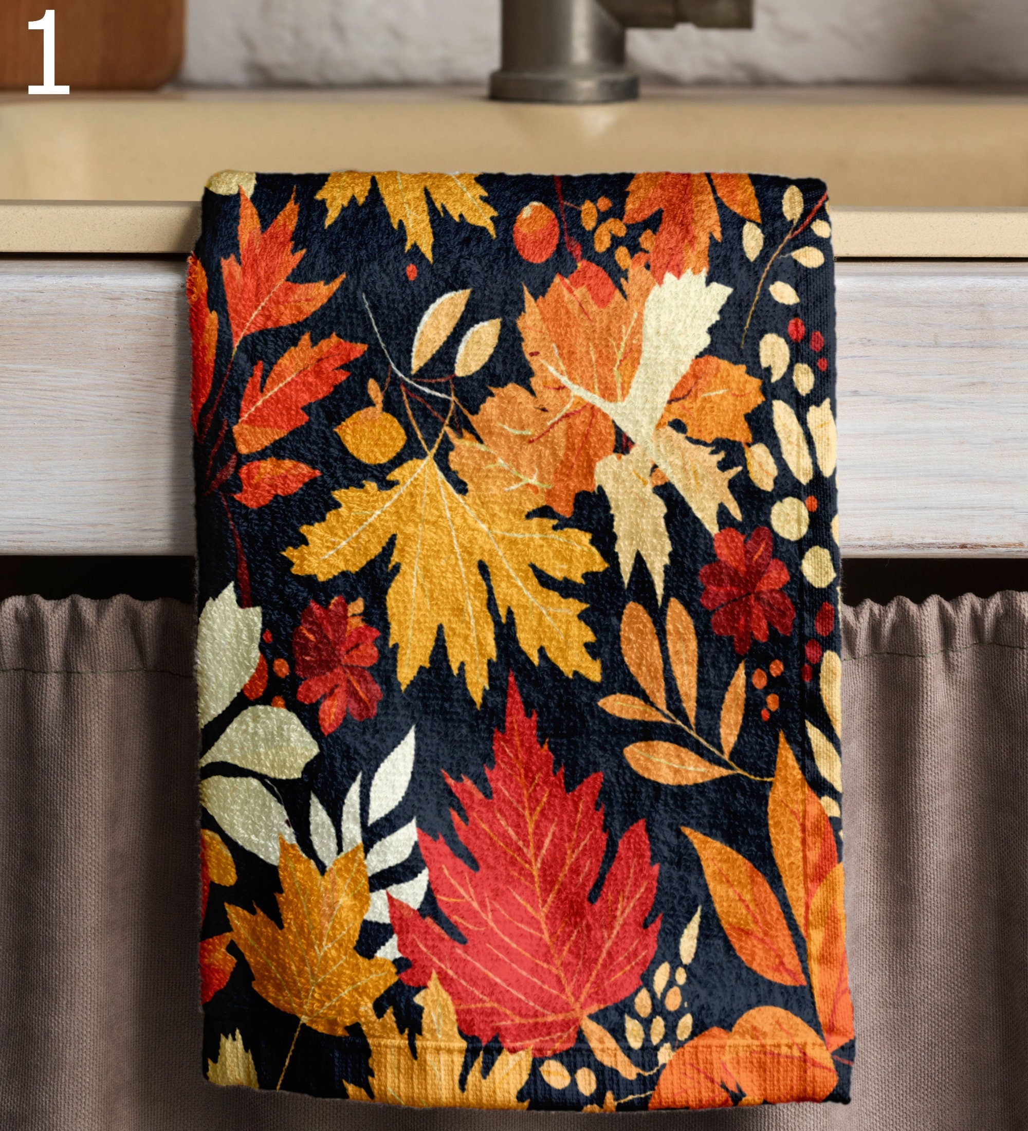 Autumn Leaves Tea Towels, Fall Dish Towel, Fall Leaf Hand Towel, Orange Leaves Kitchen Towels, Autumn Leaf Tea Towels Kitchen Decor