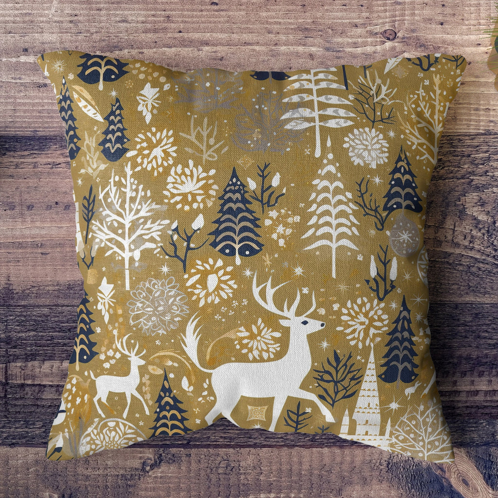 Scandinav Winter Cushion Cover, Xmas Winter Animals Scandinav Pillow Cover, Holly Winter Pillow Cover, Christmas Scandinav Pillow Cover