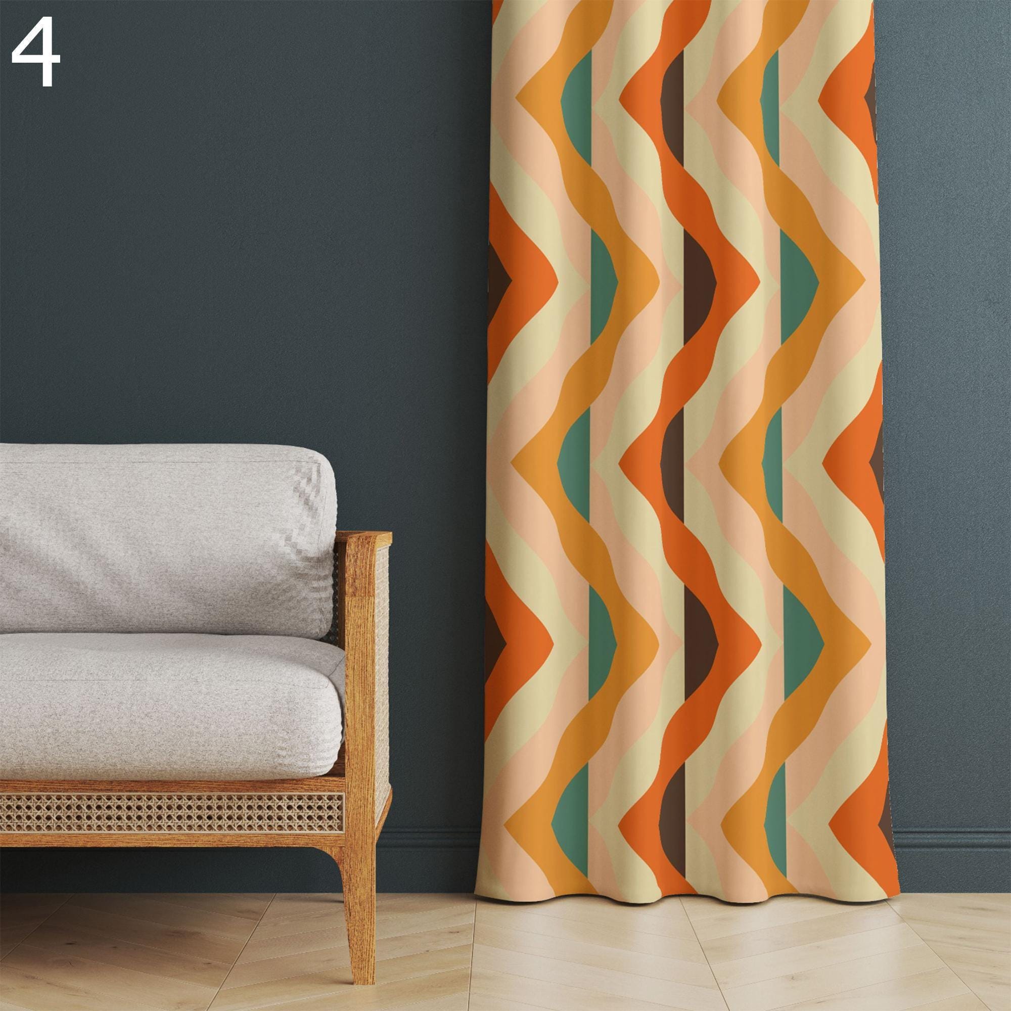 70s Curtain Panels, Retro Green Curtains, Mid Century Modern Design Curtain Panels, 60s Retro Mcm Drapes, 80s Retro Vintage Curtain