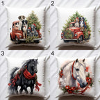 Christmas Truck Pillow Cover, Xmas Dogs Throw Pillow Cover, Xmas Pine Trees Pillowcase, Christmas Horses Pillowcase, Xmas Animals Pillowcase