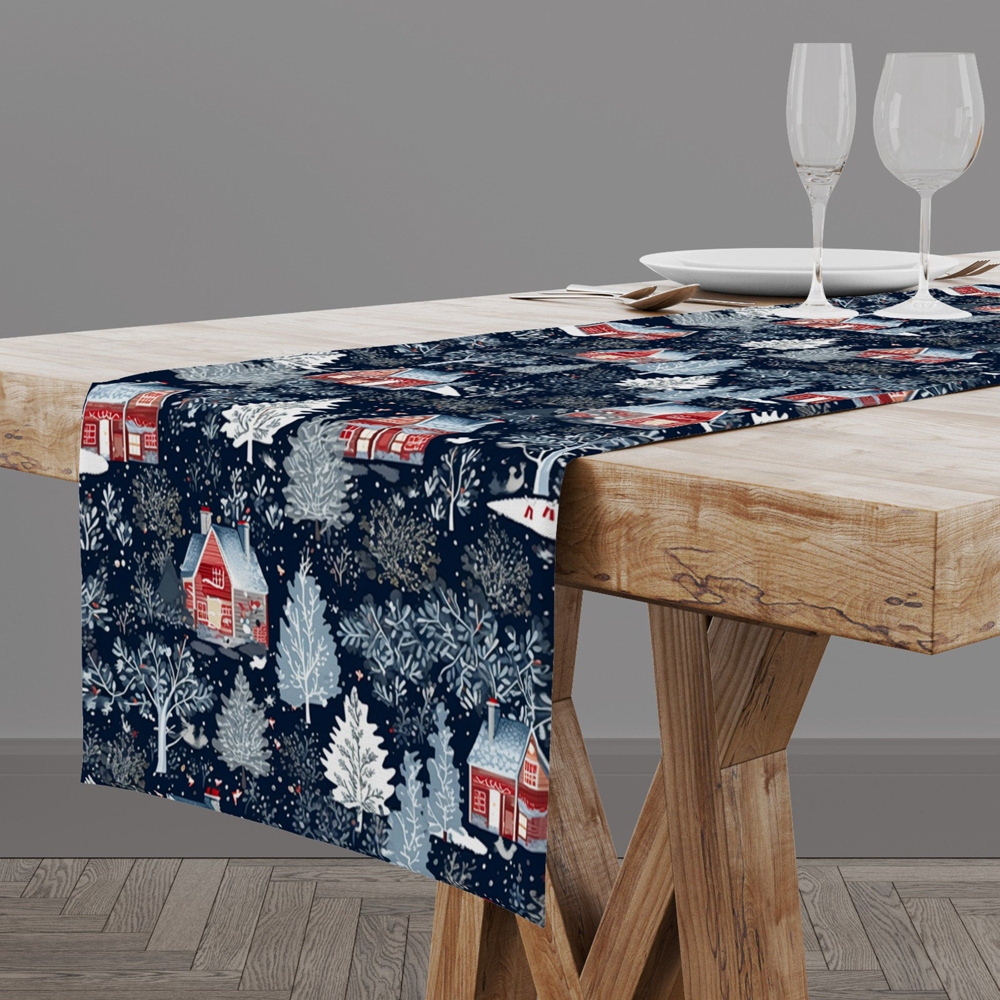 Christmas Table Runner, Holly Table Runner, Xmas Table Runner, Christmas Party Table Runner, Christmas Gift