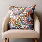 Colorful Botanical Leaves Cushion Cover, Tropical Leaves Pillow Covers, Pink Exotic Plant Leaves Pillowcases, Botanical Leaf Pillow Covers