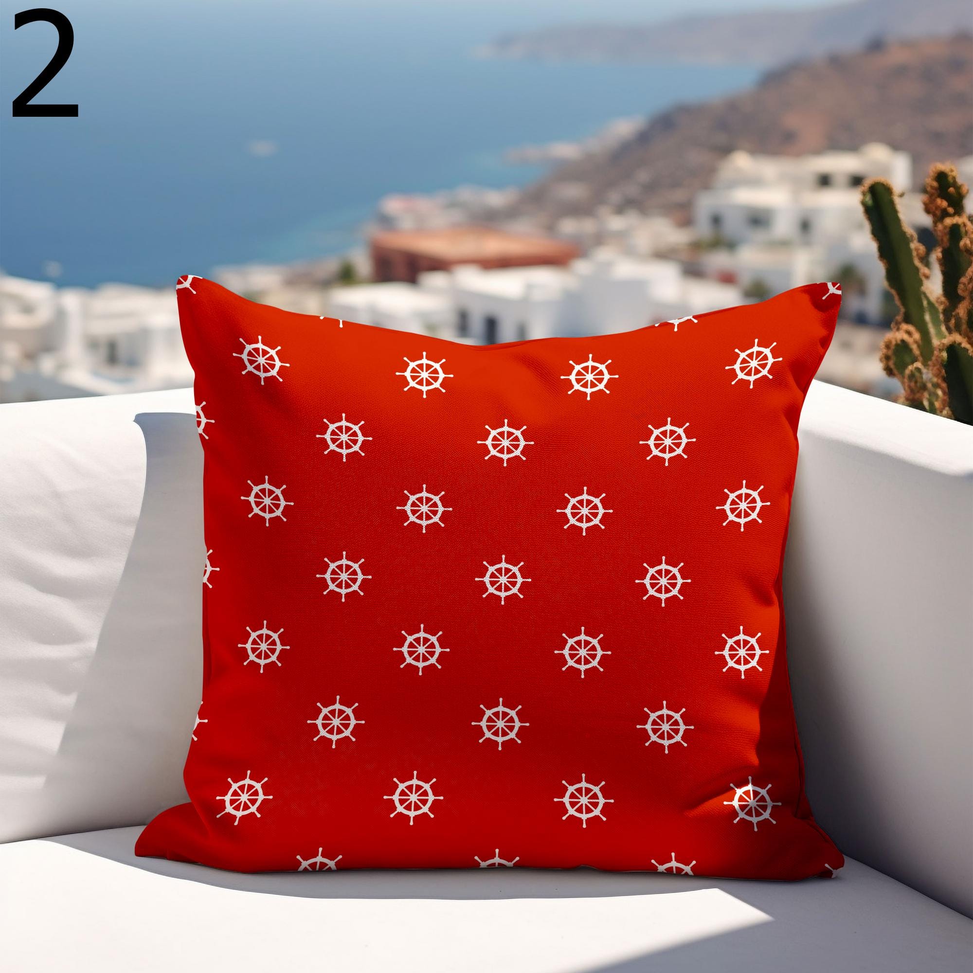 Nautical Outdoor Pillow Covers, Waterproof Ocean Cushion Cover, Outdoor Marine Waterproof Pillowcase, Coastal Water Resist Cushion Covers