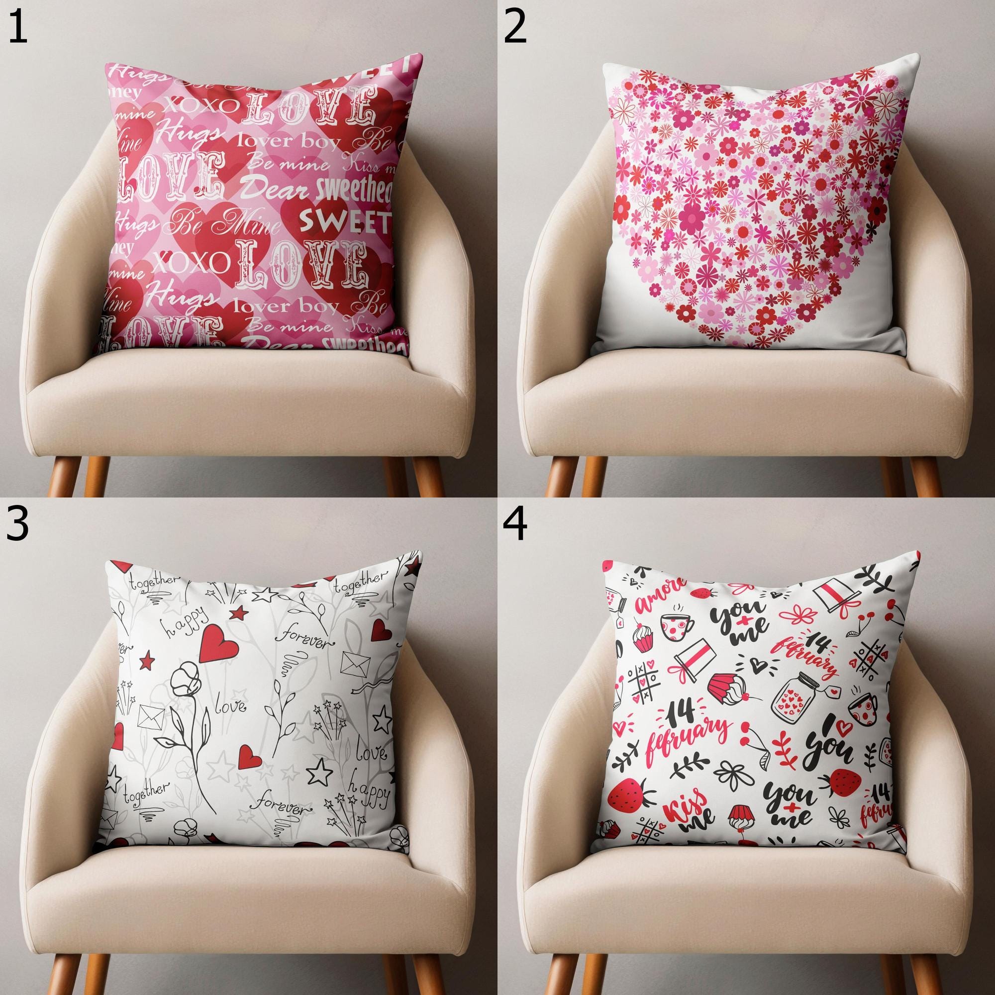 Valentine's Day Pillow Covers, Cute Valentine Throw Pillow Covers, Red Heart Pillow Cover, Love Cushion Covers, Valentine's Day Home Decor