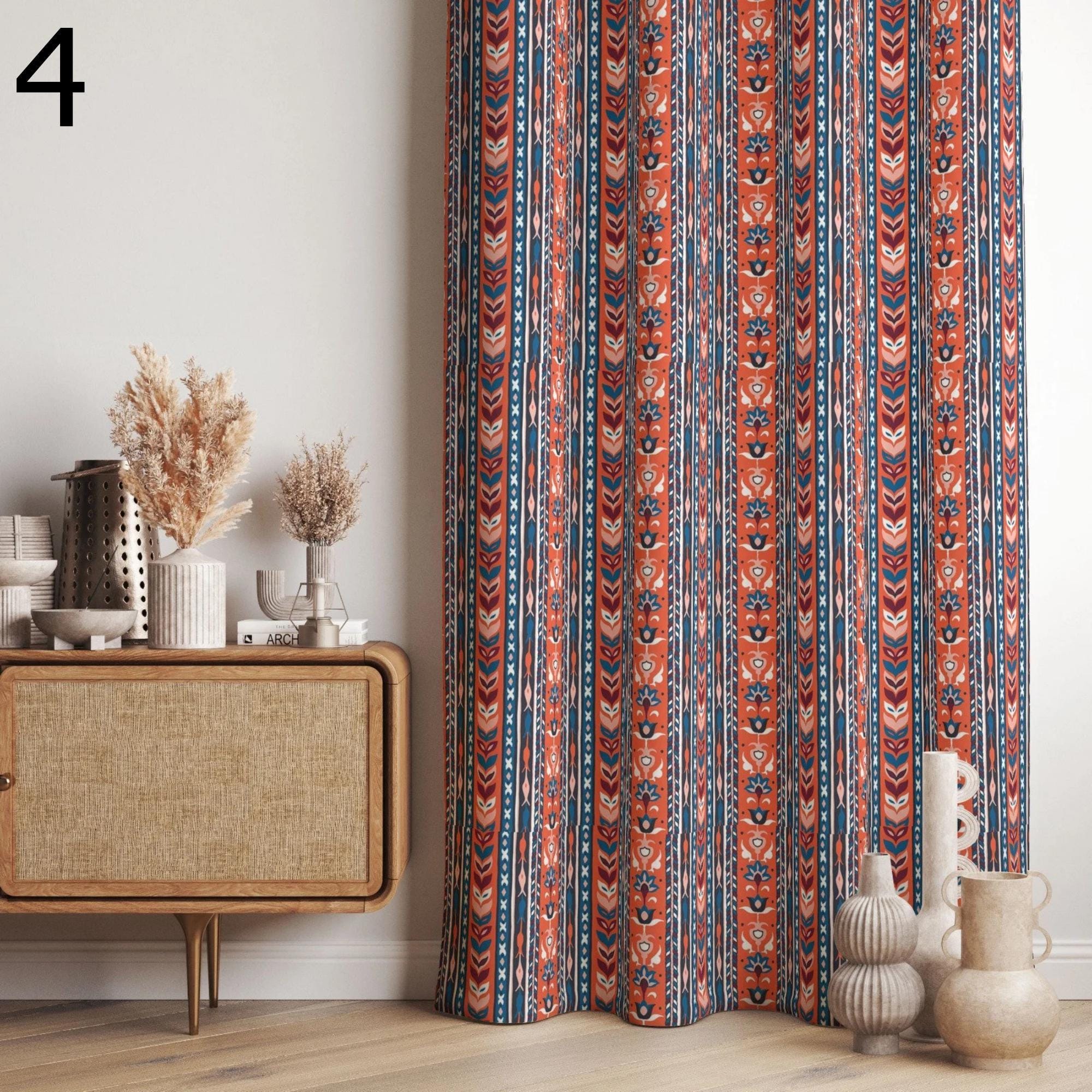 Modern Vintage Ethnic Curtains, Ethnic Curtain Panels, Southwest Ethnic Curtain, Rug Curtains, Mudcloth Curtain Panels