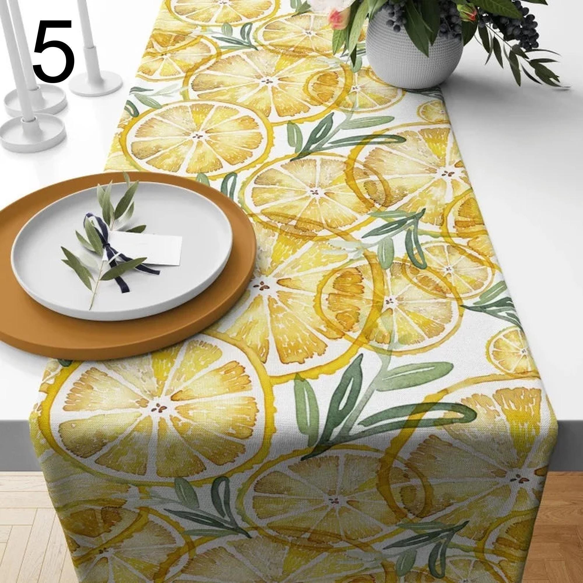 Lemon Table Runner, Yellow Lemon Table Runner, Farmhouse Lemon Table Runner, Lemon Kitchen Dining Table Runner
