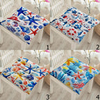 Coastal Sea Life Chair Pads, Nautical Ocean Seat Cushions, Starfish Coral Design Summer Patio Cushions, Beach Home Chair Cushions