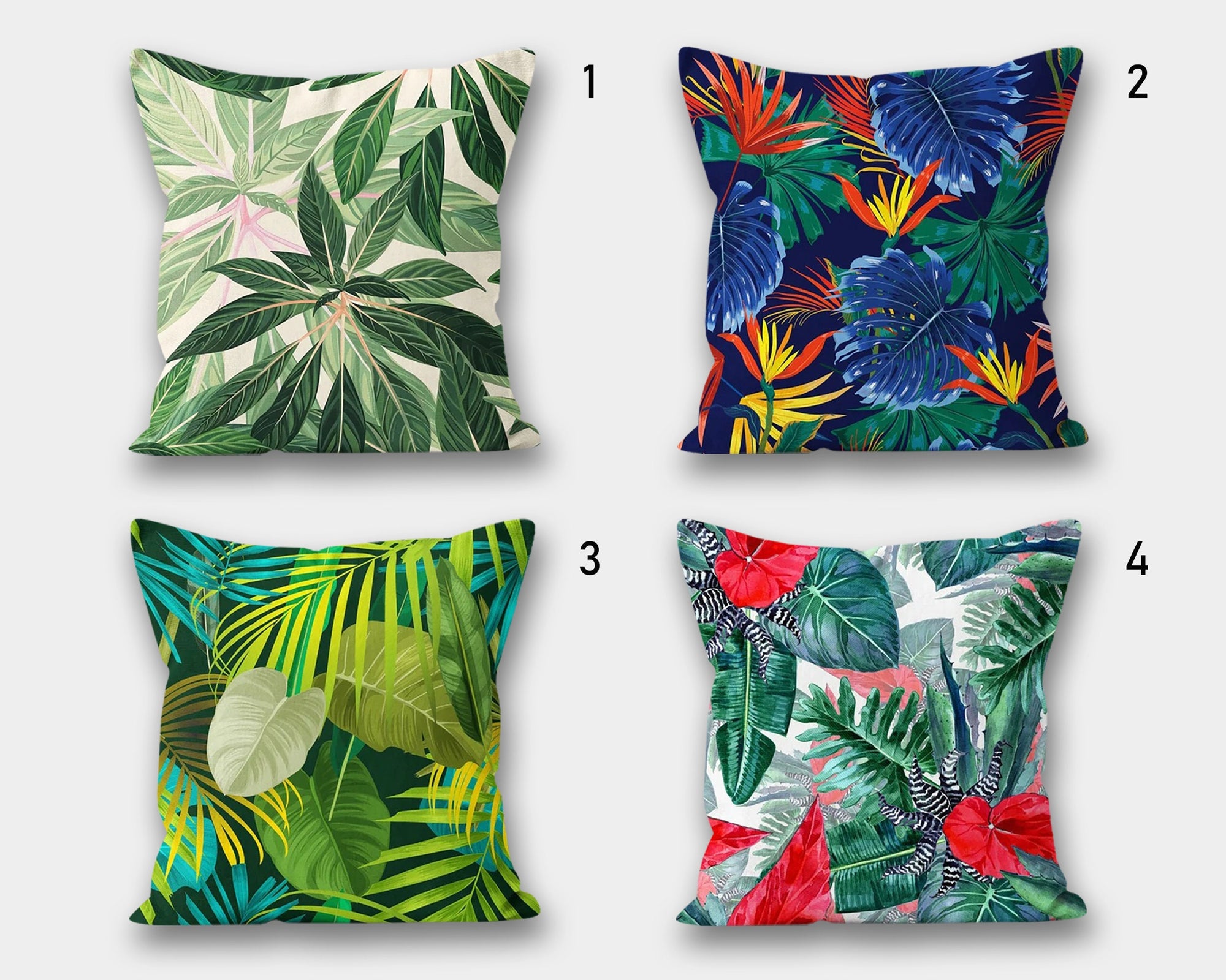 Tropical Leaves Pillow Cover, Leaves Pillow Cover, Floral Cushion Cover, Giant Leaves Cushion Cover, Green Botanical Pillow Cases