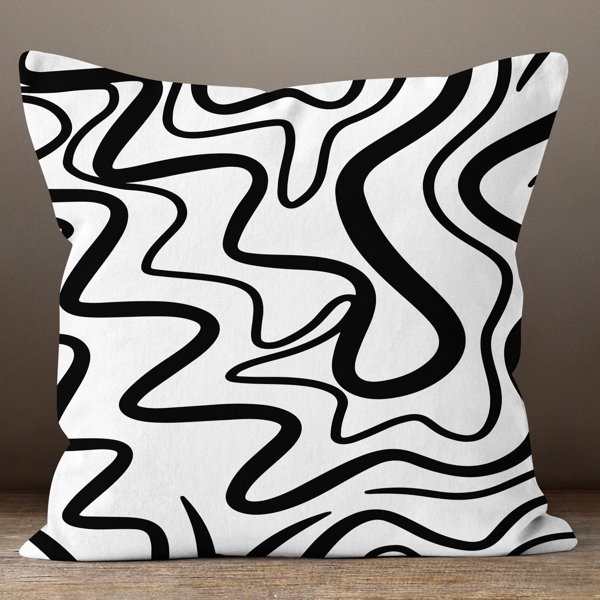 Grey Abstract Pillow Covers, Black Modern Abstract Pillow Case, Modern Cushion Cover, Black Grey Modern Pillow Cover