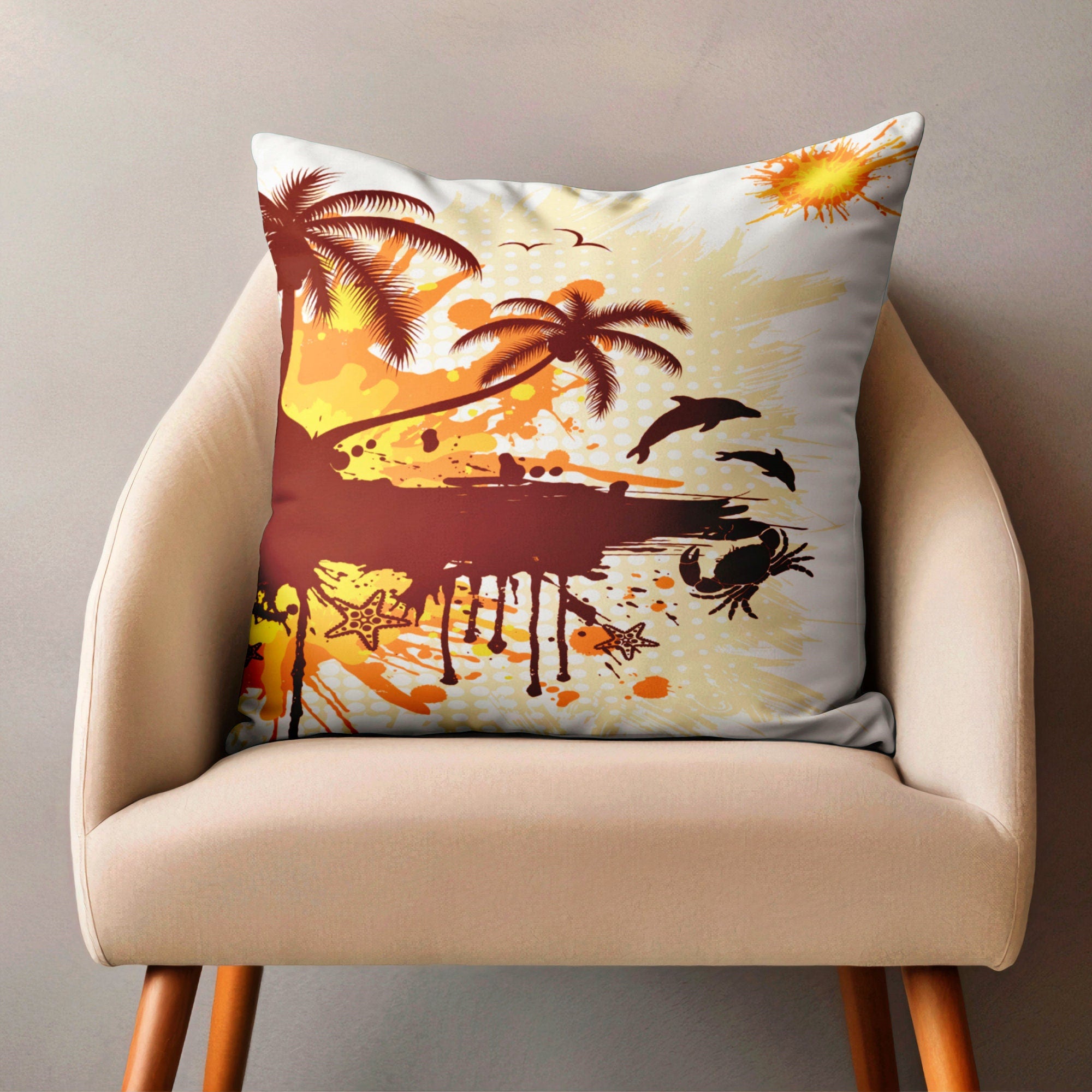 Tropical Abstract Throw Pillow Cover, Hawaii Tropical Pillow Covers, Summer Palm Tree Pillowcase, Hawaii Palm Leaves Printed Cushion Cover