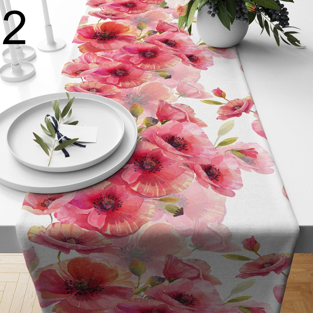 Rose Table Runner, Floral Table Runners, Flowers Print Table Runner, Purple Table Runner, Tropical Table Runner, Exotic Plants Runners