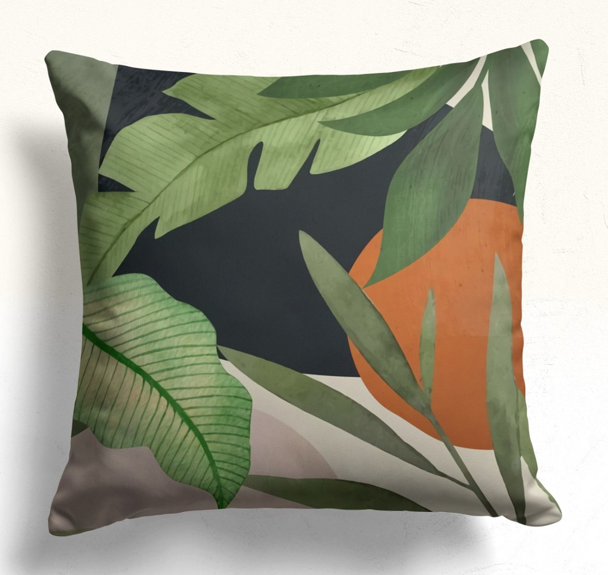 Abstract Leaves Cushion Covers, Modern Abstract Cushion Covers, Tropical Abstract Cushion Covers, Botanical Giant Leaves Print Cushion Cover