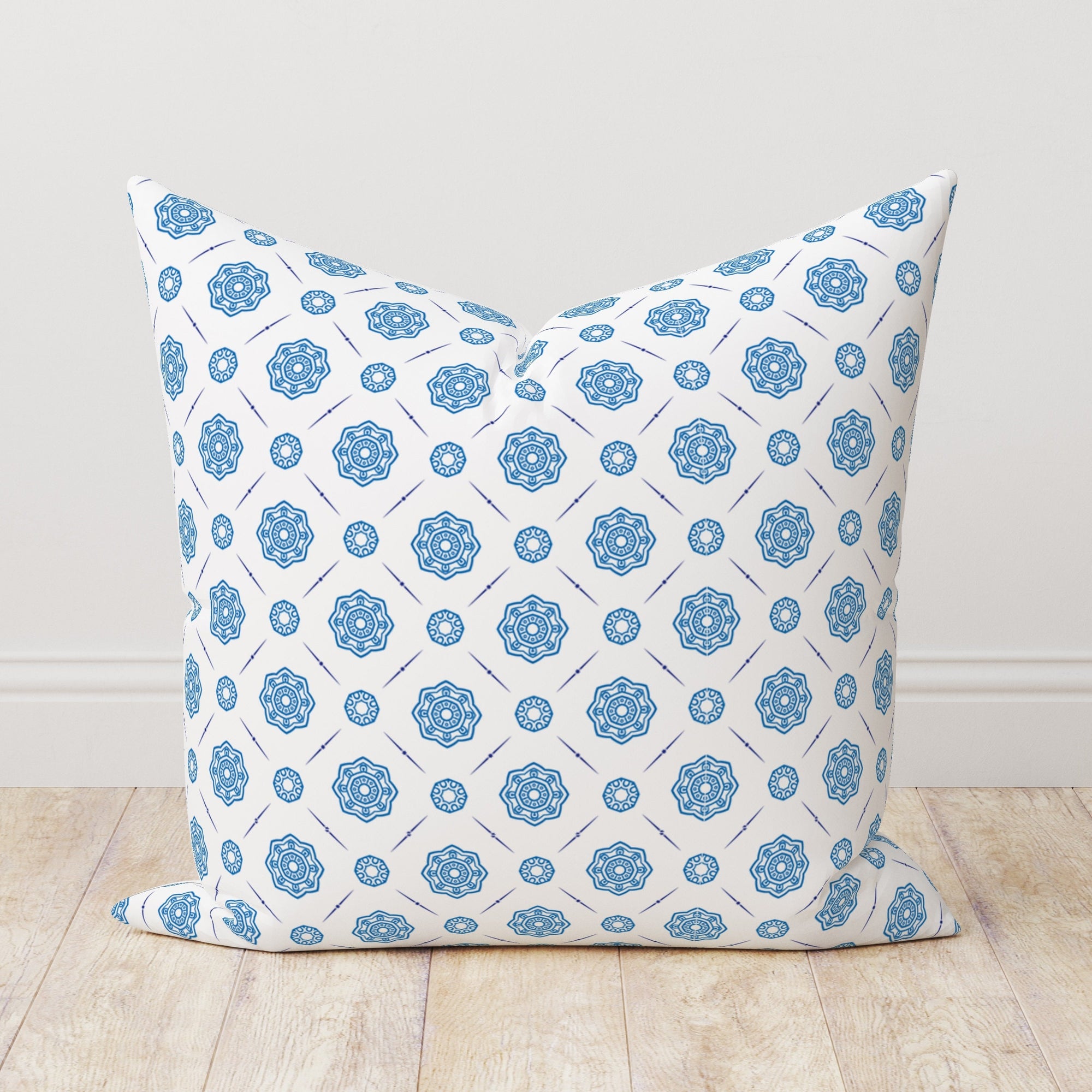 Blue Pillowcase, Indigo Abstract Cushion Cover, Indigo and White Bohemian Pillow Cover, Geometry Cushion Covers, Navy Blue Pillow Covers