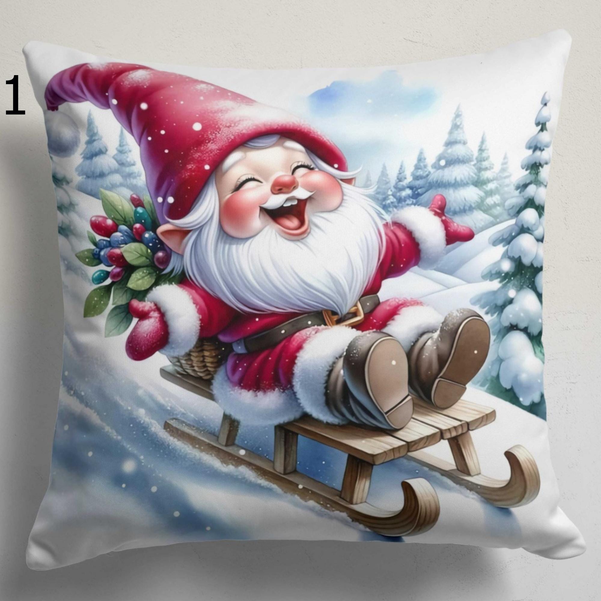 Christmas Funny Throw Pillow Cover, Christmas Gnome Pillowcase, Merry Christmas Pillow Covers, Funny Christmas Gnome Print Cushion Covers