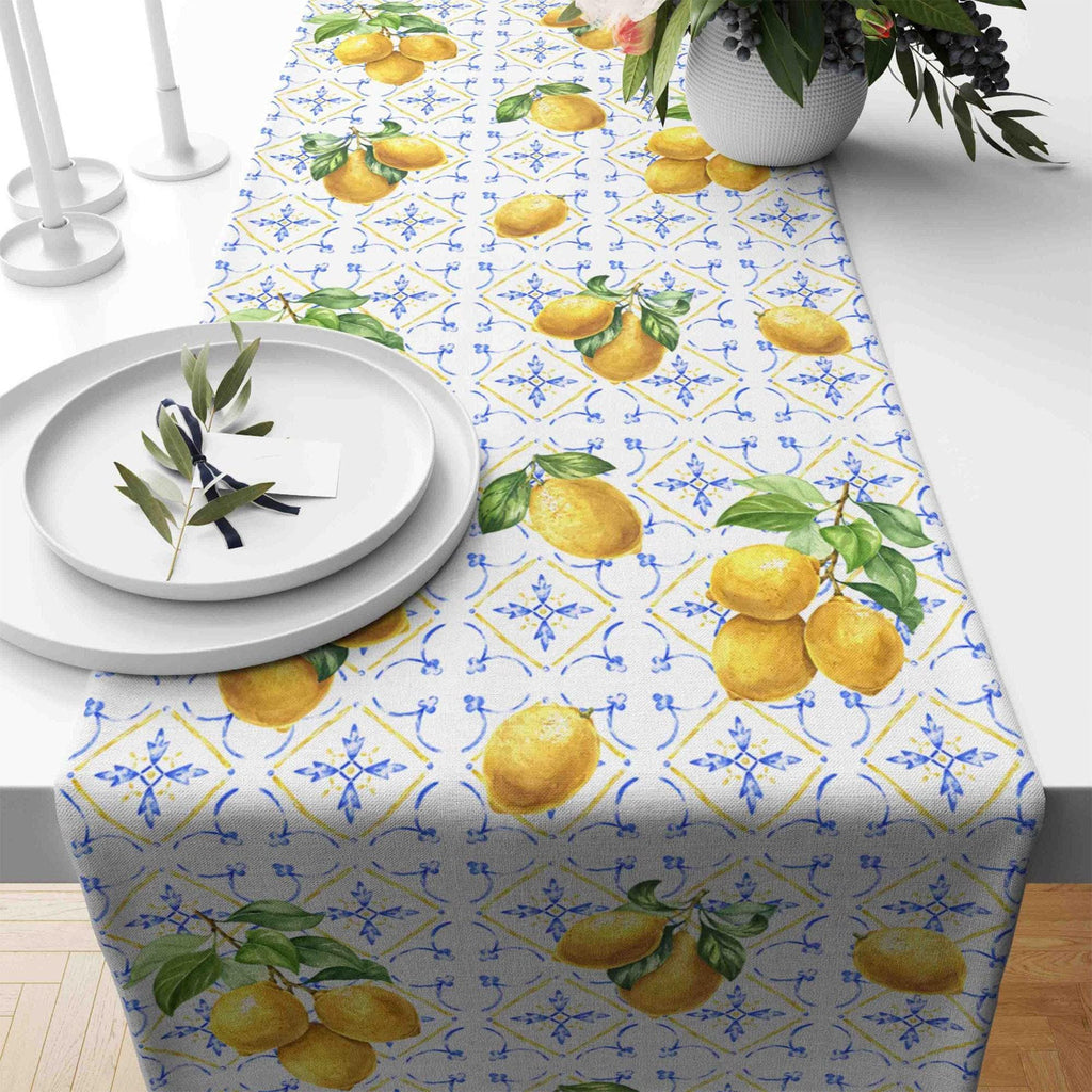 Lemon Table Runners, Yellow Lemon Table Runner, Kitchen Lemon Tablecloth, Lemon Kitchen Dining Table Runners