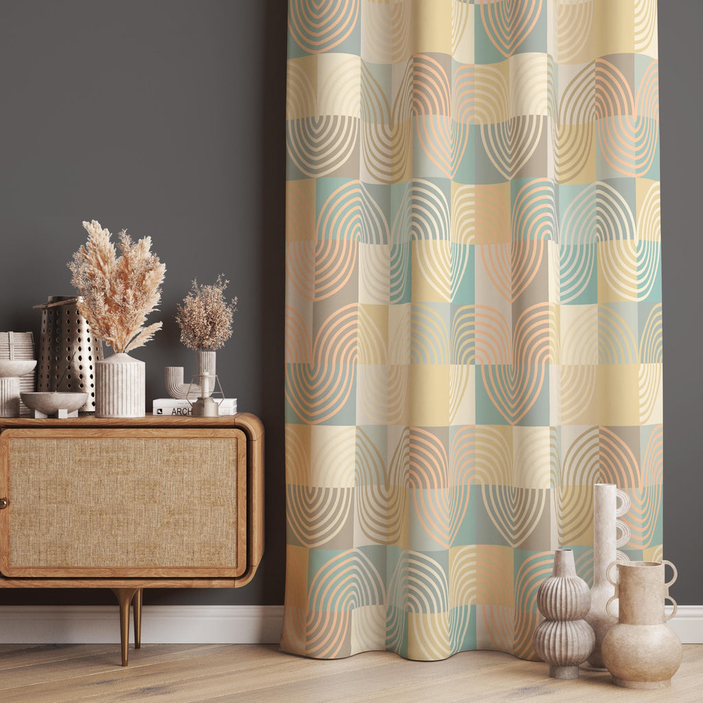 Retro Curtains, Mid Century Window Curtains, 70s Retro Blackout Curtain Panel, Mcm Grommet Curtain, Mid Century Modern Print Drapes