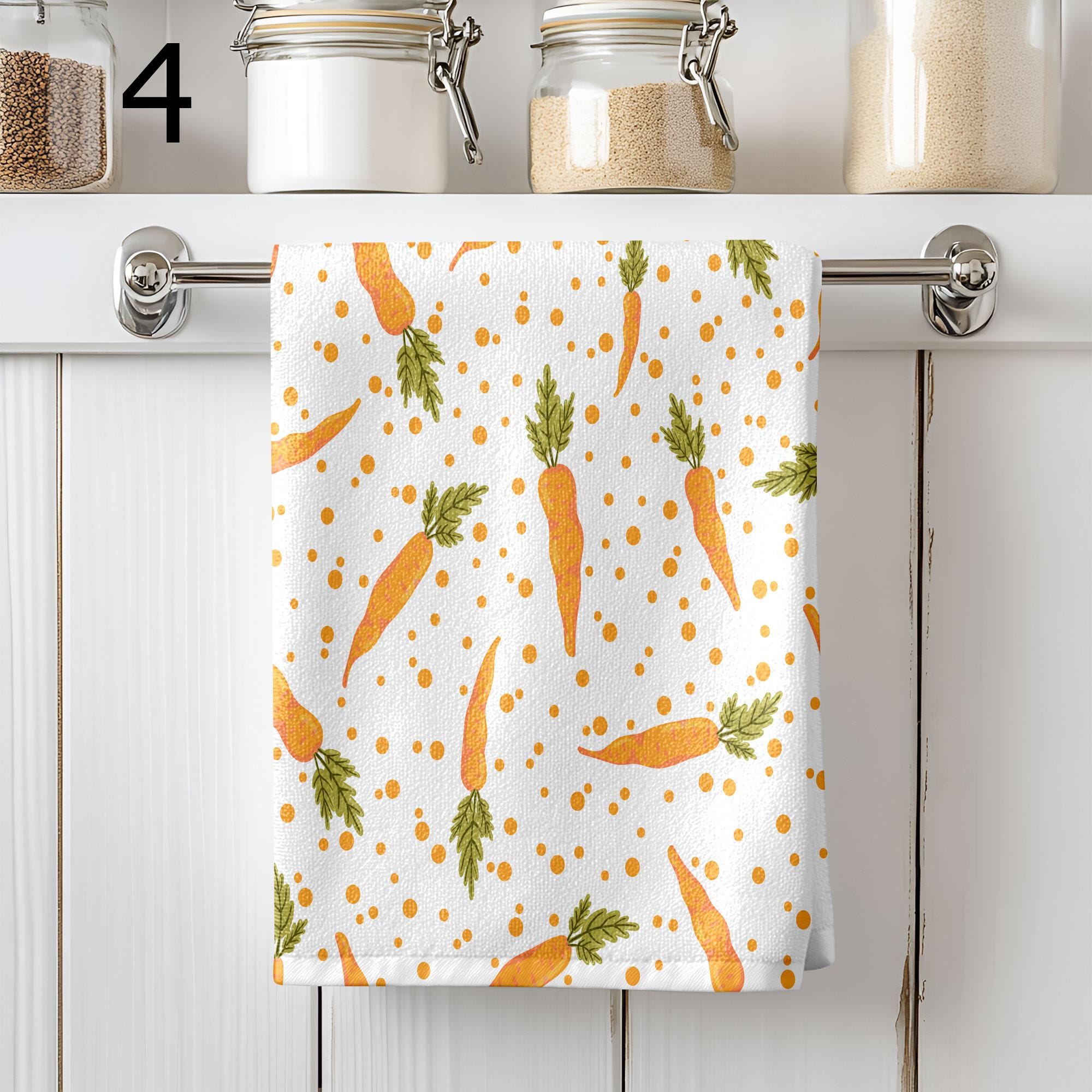 Easter Carrot Tea Towels, Happy Easter Tea Towels, Cute Easter Dish Towel, Carrot Kitchen Towels, Easter Hand Towel