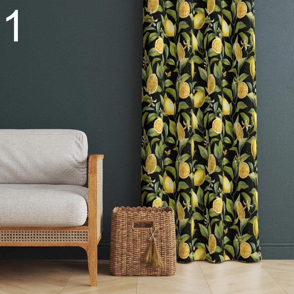 Yellow Lemon Pattern Curtains, Lemon Panel Curtain Home Decor, Lemon Printed Curtains, Lemon Home Decor, Decorative Curtains, Floral Curtain