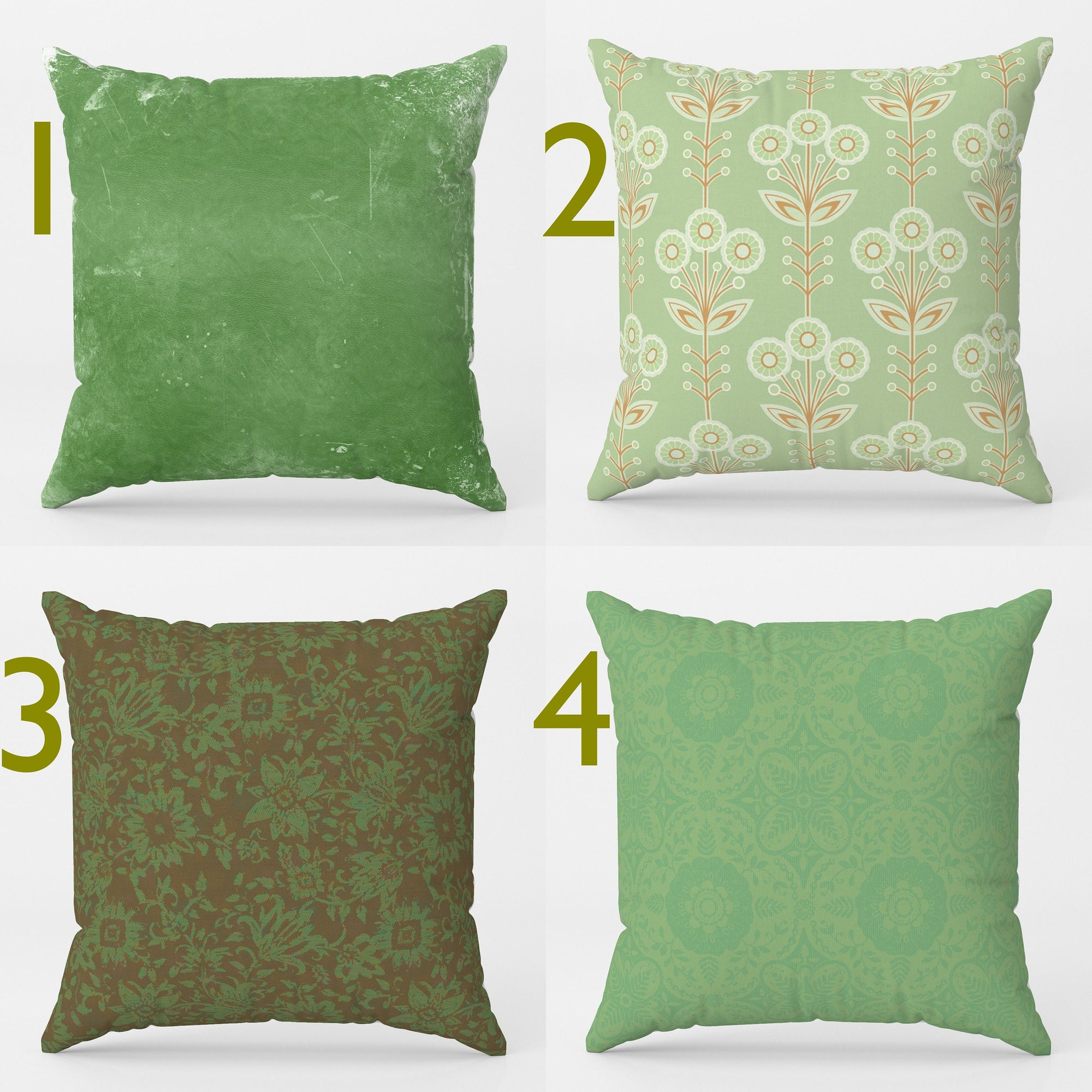 Vintage Green Floral Cushion Cover, Rustic Country Floral Throw Pillow Cover, Retro Floral Pillowcase, Soft Floral Throw Pillow Cover