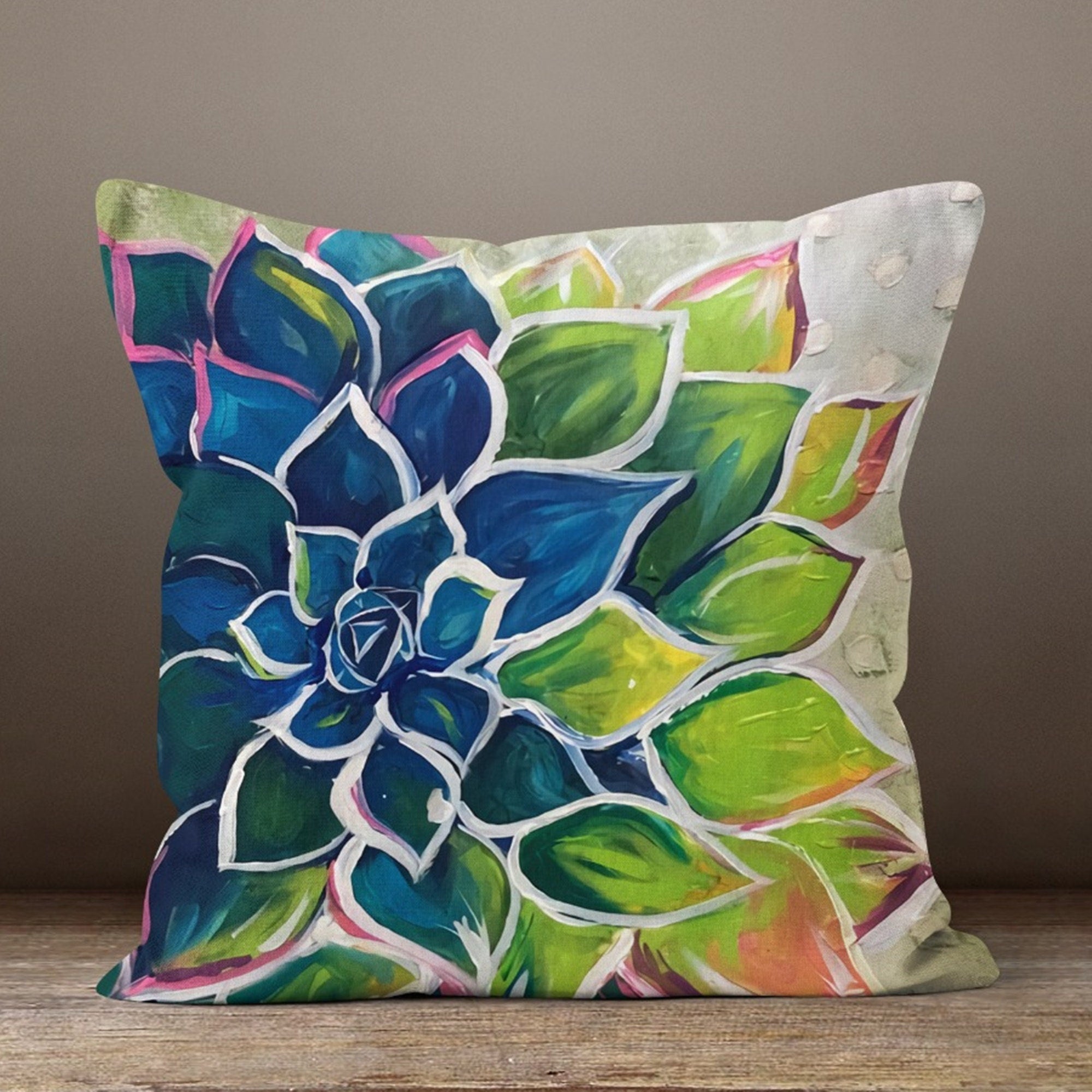 Succulent Flower Pillow Cover, Succulent Pillow, Cactus Pillow Covers, Floral Pillow Cover, Plant Pillow, Succulent Cushioncal