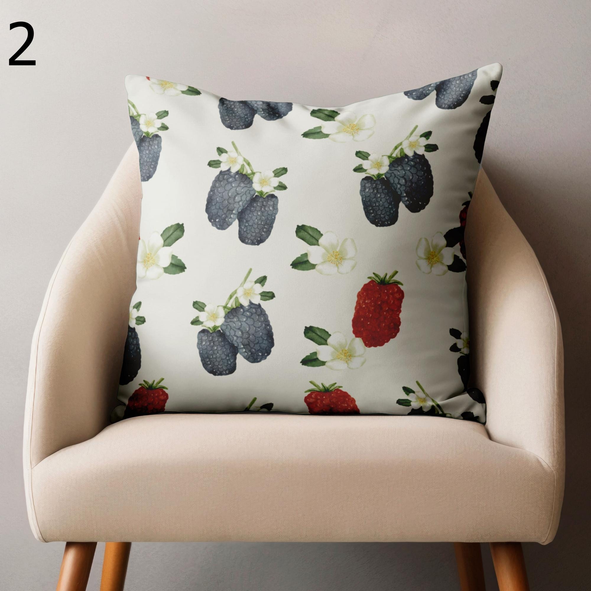 Kitchen Fruits Pillow Covers, Fruits Throw Pillow Covers, Berry Pillow Covers, Summer Fruit Print Cushion Cover, Colorful Fruits Pillowcases