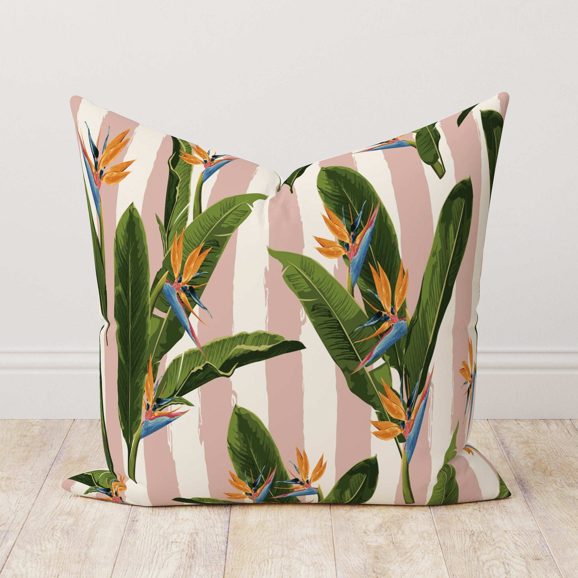 Tropical Flowers Pillow Covers, Bird of Paradise Pillow Covers, Exotic Floral Pillow Case, Bird of Paradise Cushion Cover, Floral Pillowcase