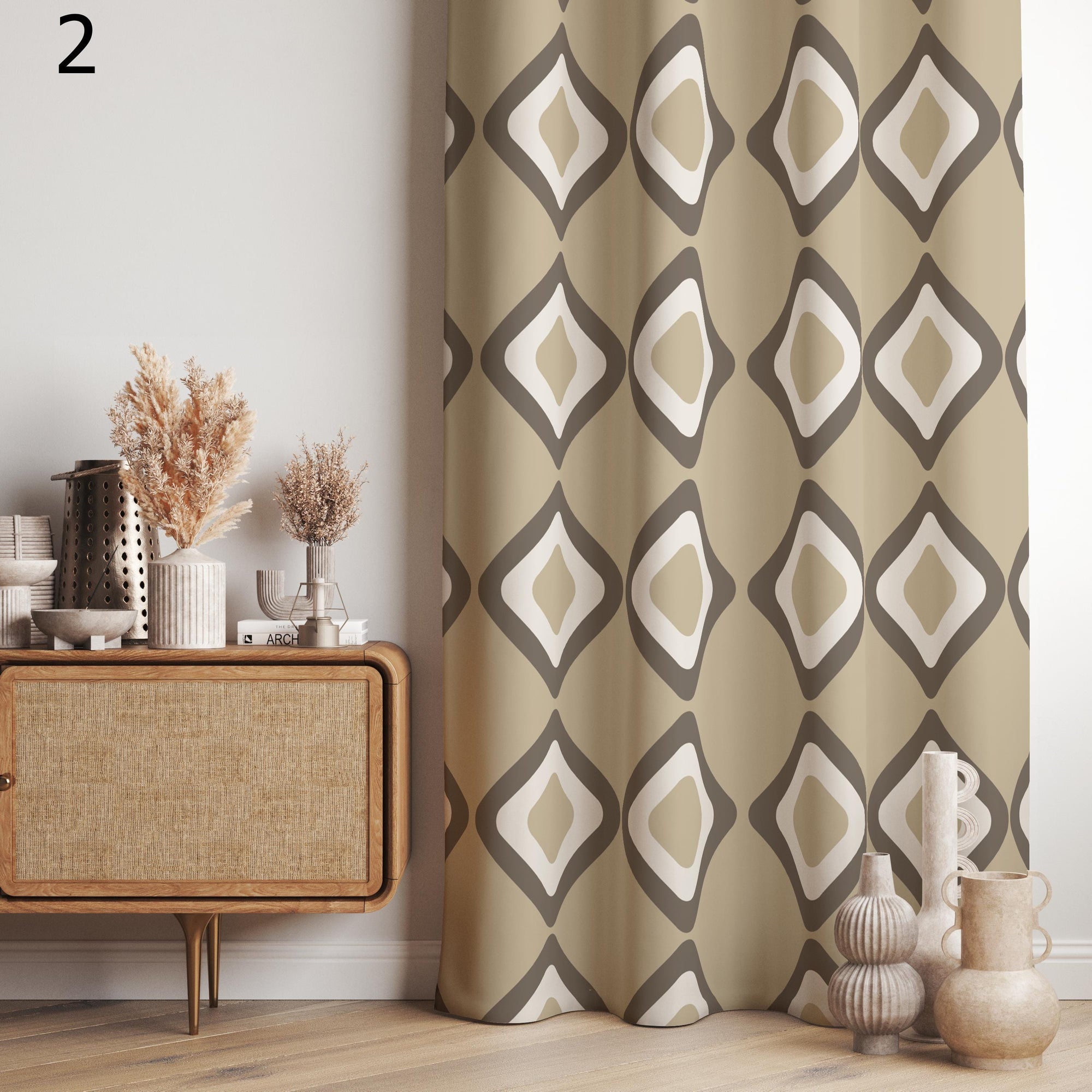 Retro Curtains, Mid Century Curtain Panels, MCM Geometric Abstract Blackout Curtain, Retro Grommet Curtain, 70s Print Drapes, 70s Curtains