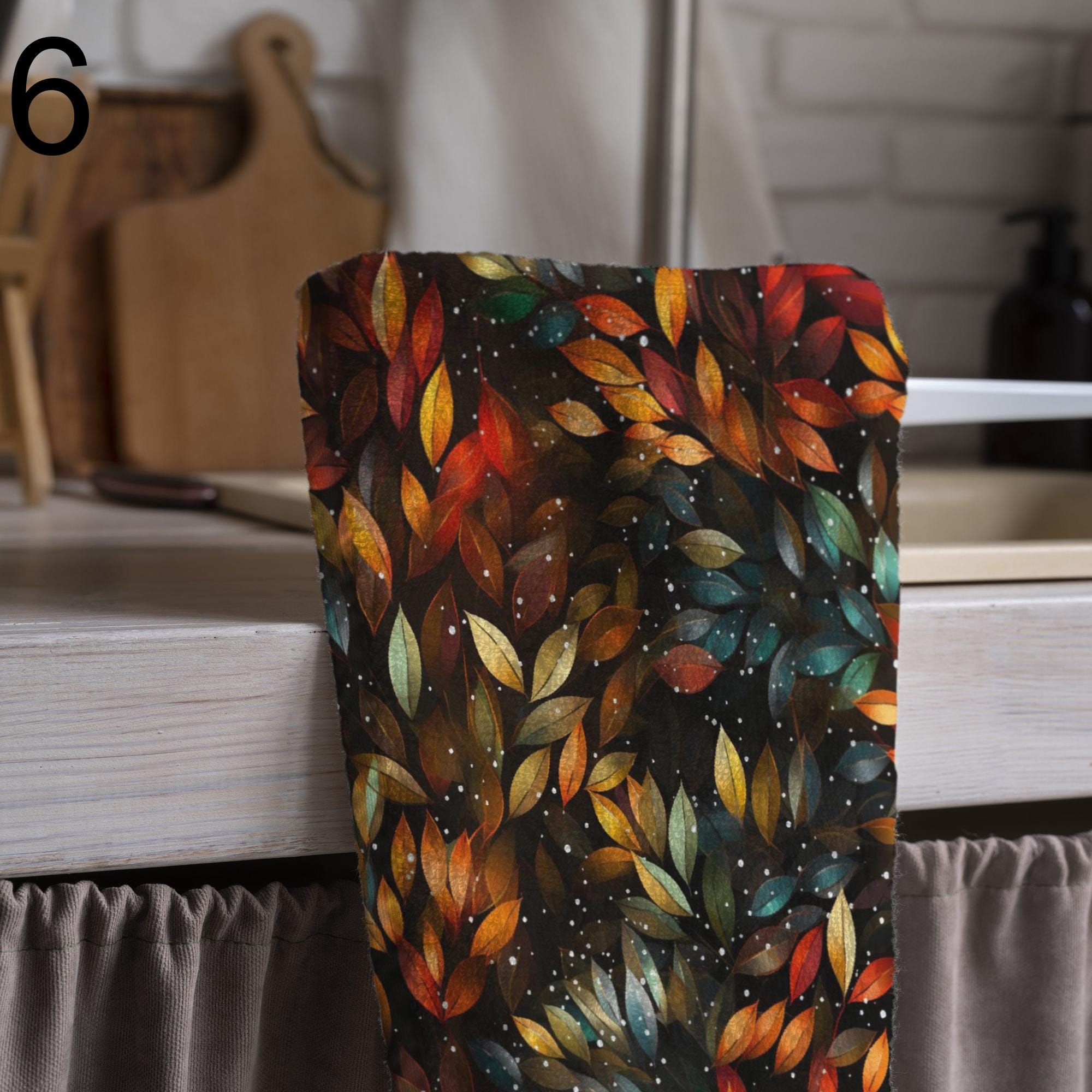 Autumn Leaves Tea Towels, Thanksgiving Tea Towel, Autumn Kitchen Dish Towels, Fall Kitchen Hand Towel, Thanksgiving Kitchen Tea Towel