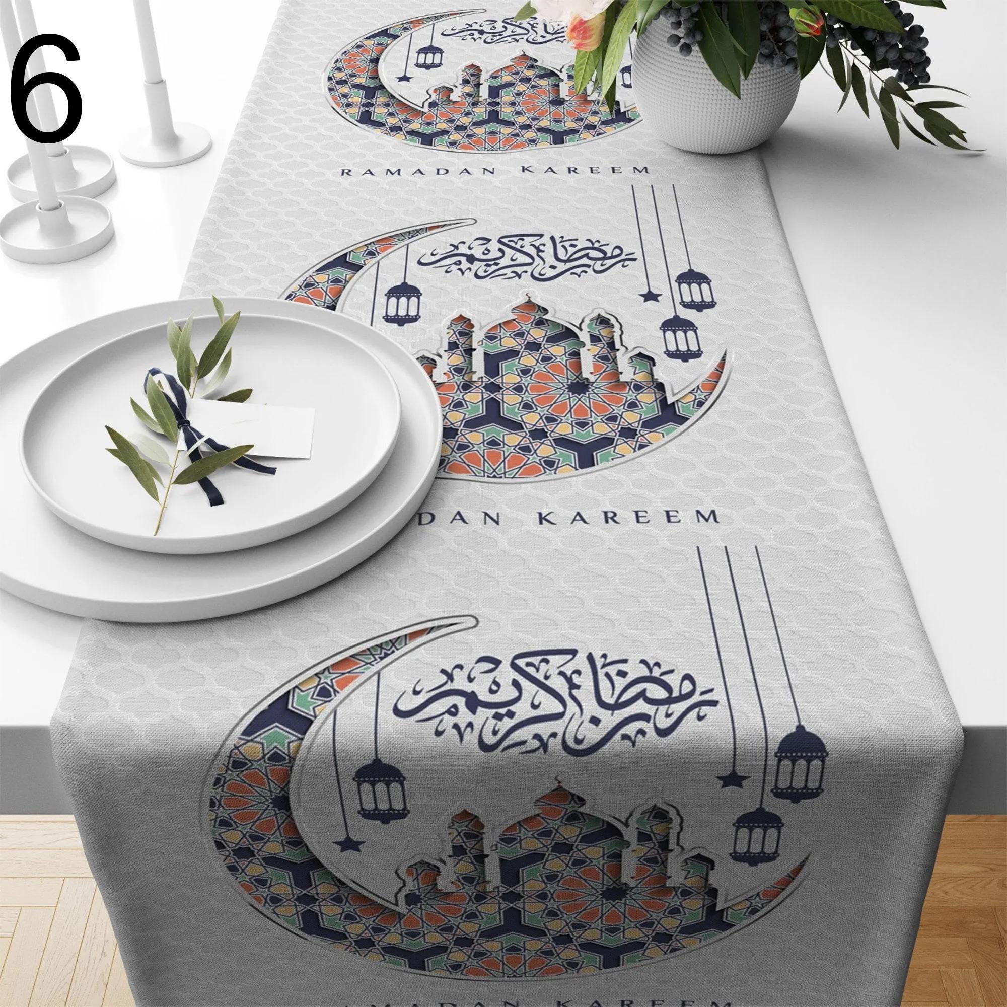 Eid Ramadan Table Runner, Ramadan Table Runner, Islamic Table Runner, Blessed Ramadan Table Decor, Gift for Muslim, Muslim Table Decor