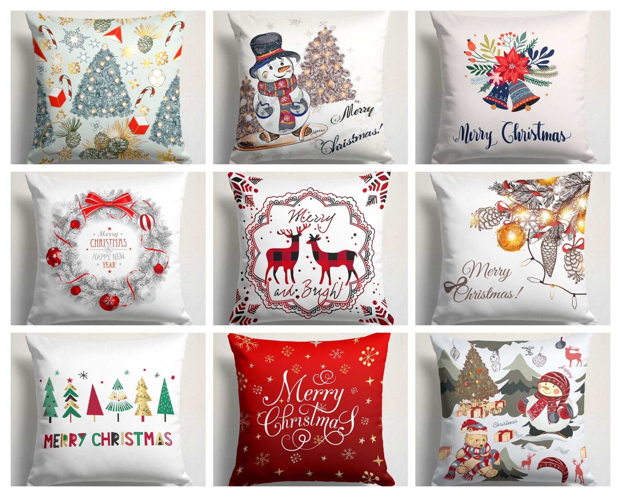 Christmas Pillowcase, Xmas Holiday Throw Pillow, Merry Christmas Pillow Cover, Xmas Holiday Decor, Christmas Decor, New Year's Gift