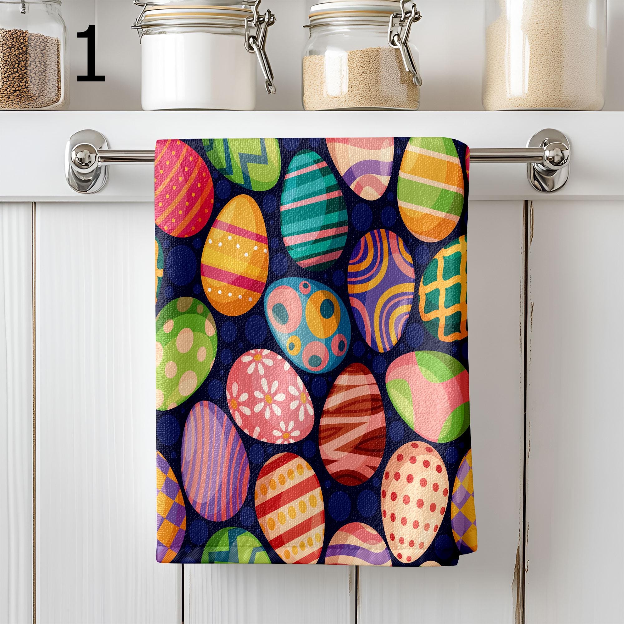 Colorful Eggs Tea Towels, Happy Easter Tea Towels, Easter Eggs Dish Towel, Easter Kitchen Towels, Easter Eggs Hand Towel