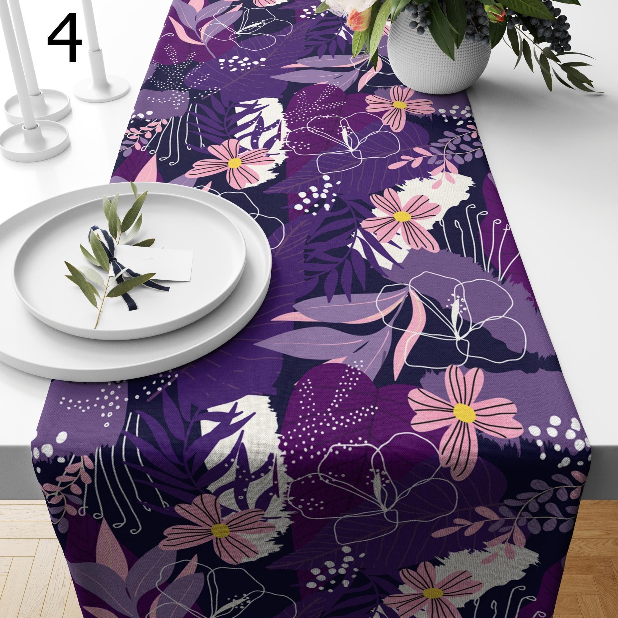 Floral Coffee Table Runners, Colorful Flowers Runners, Spring Wildflowers Table Runners, Wild Floral Printed Table Runner, Floral Runners