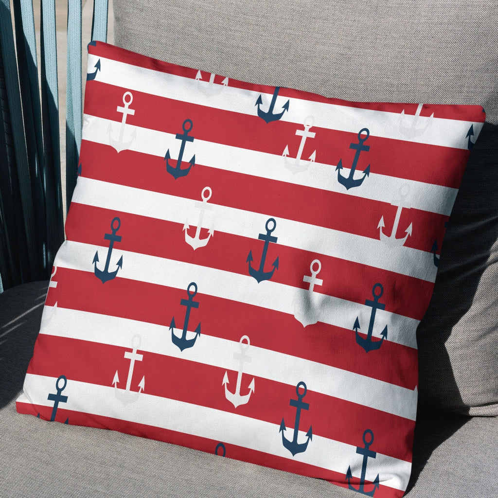 Nautical Anchor Rudder Waterproof Pillow Covers, Outdoor Anchor Waterproof Cushion Cover, Outdoor Water Resistant Pillowcase