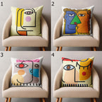 Modern Abstract Pillowcase, Face Line Art Abstract Cushion Cover, Boho Abstract Face Line Print Pillowcase, Abstract Throw Pillow Cover
