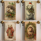 Christmas Hedgehog Tea Towel, Xmas Polar Bear Tea Towels, Cute Hedgehog Dish Towels, Christmas Polar Bear Dish Towel, Xmas Animals Tea Towel