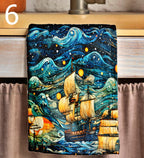 Sailor Tea Towels, Vintage Sailing Ship Dish Towel, Nautical Kitchen Towels, Nautical Hand Towels, Old Sailboat Kitchen Fingertip Towels